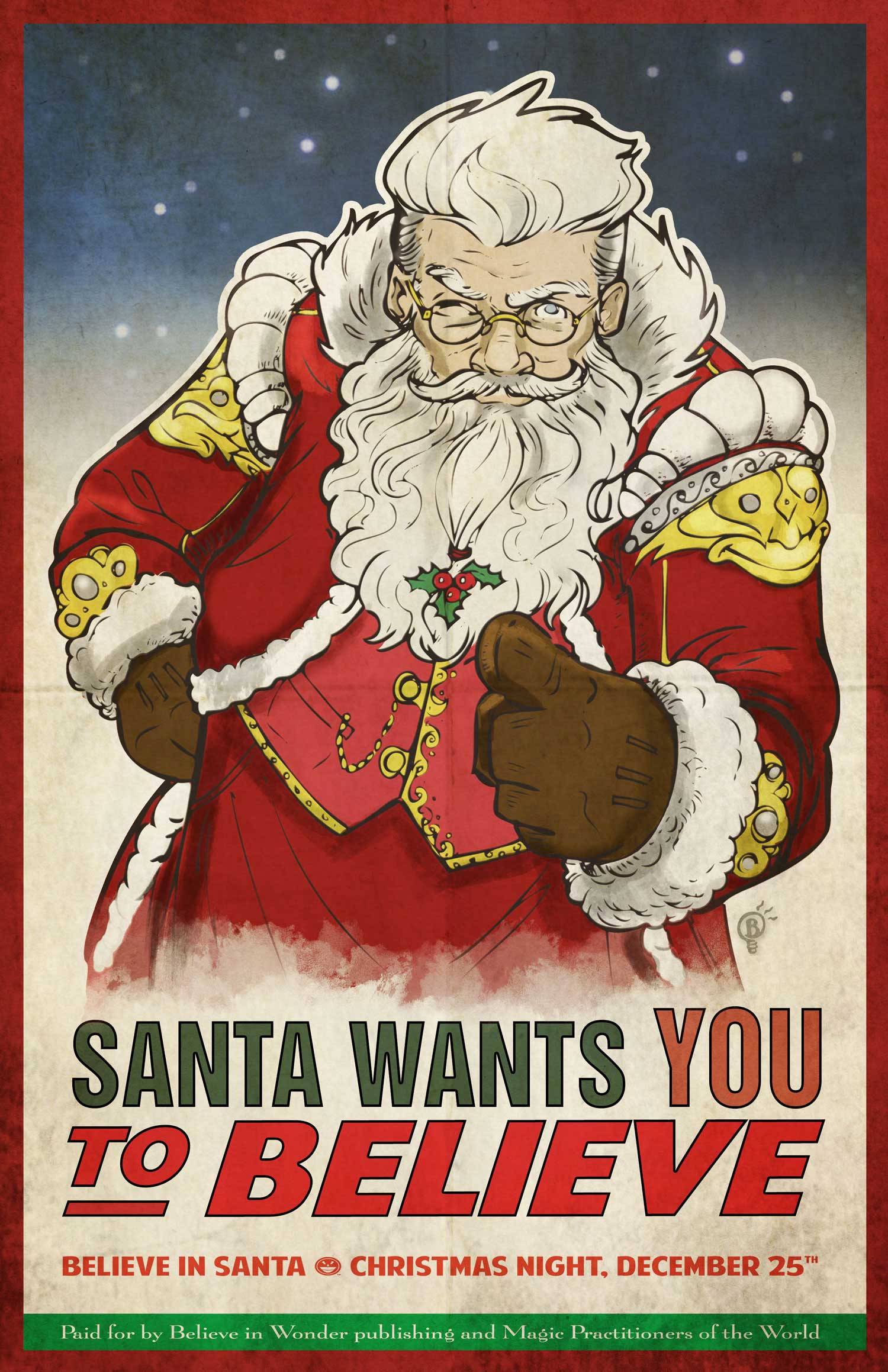 Brian Parker, Santa Propaganda Poster #6 (Santa Wants You to Believe)