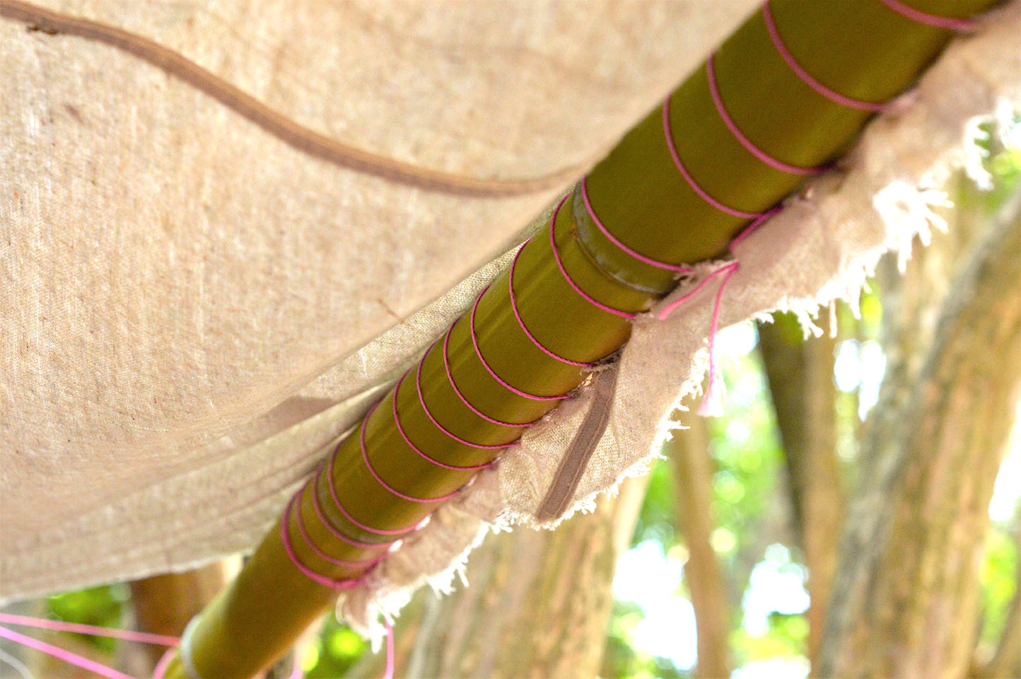 close up of shelter bamboo and cloth