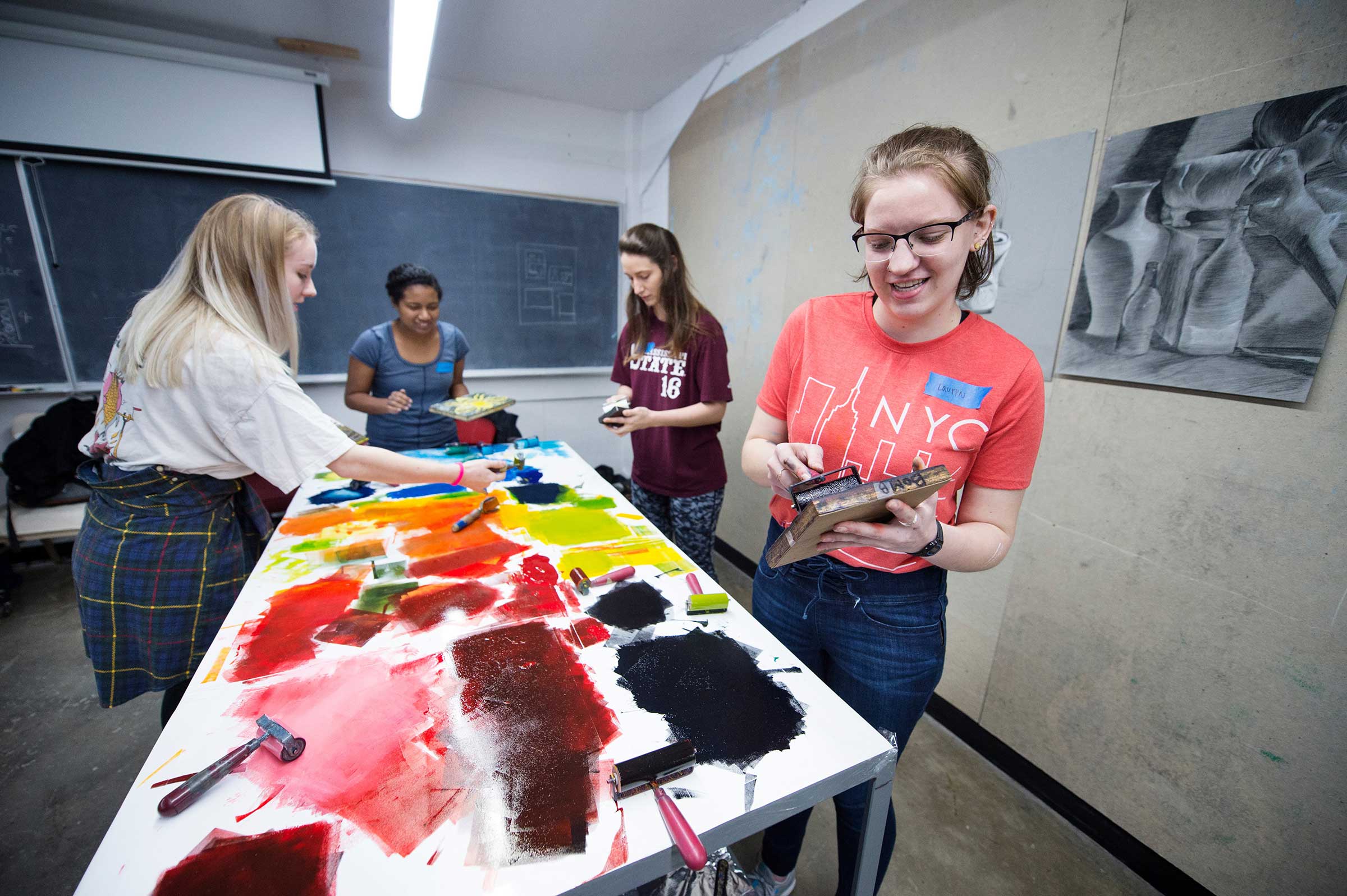 art students in painting class
