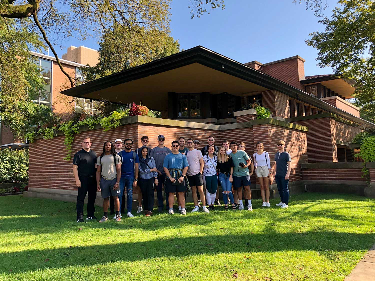 Mississippi State University third-year architecture students at the Robie House and the Frank Lloyd Wright Home and Studio.