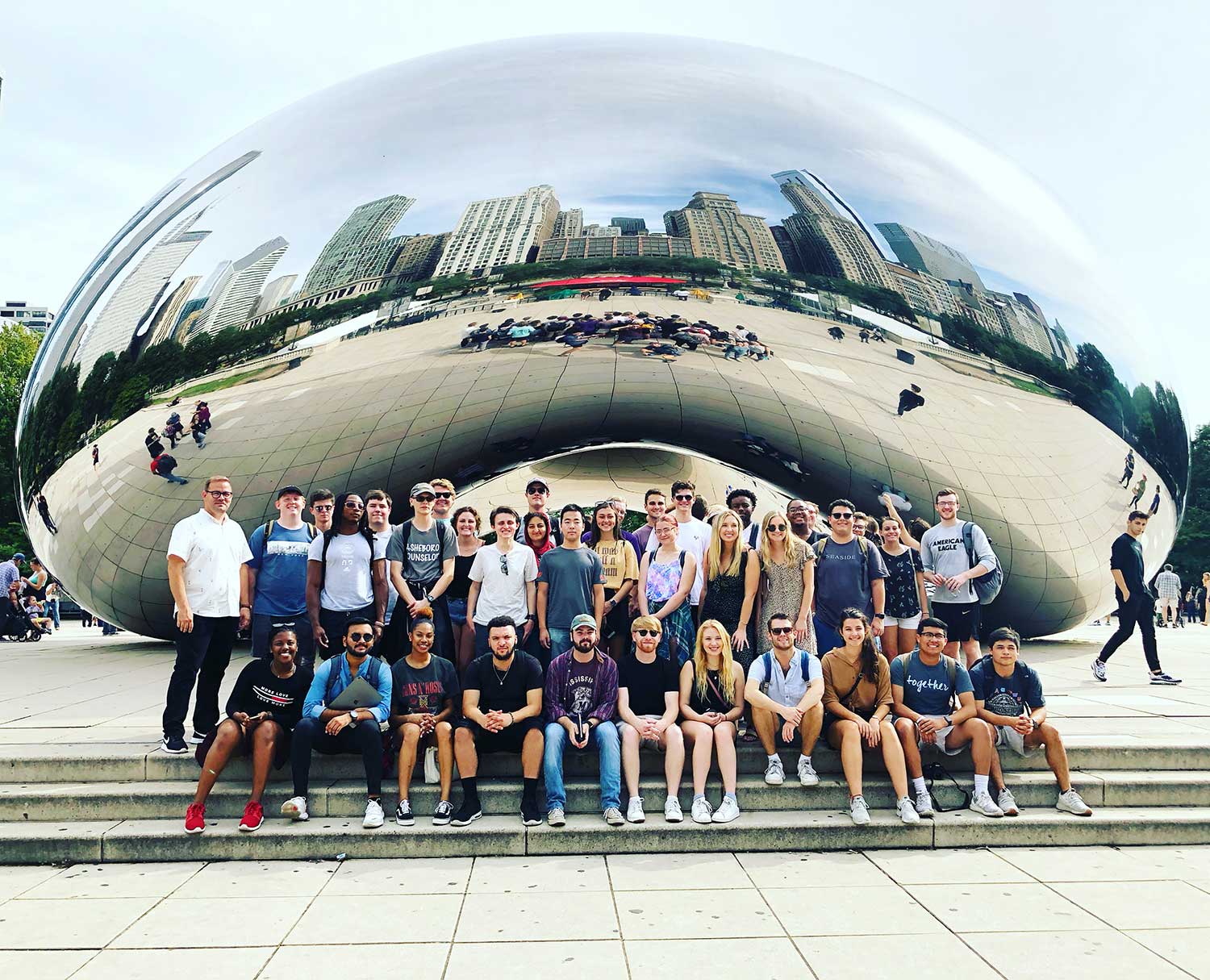 Mississippi State University third-year architecture students at Cloud Gate “The Bean” in Chicago.