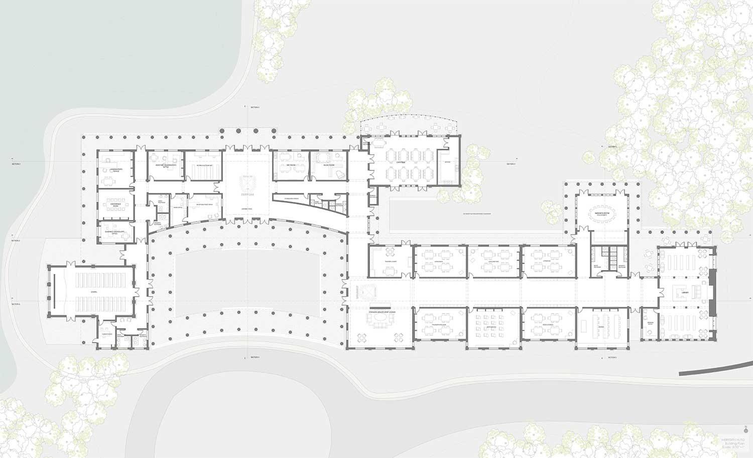 detailed floor plan showing interior of numerous buildings