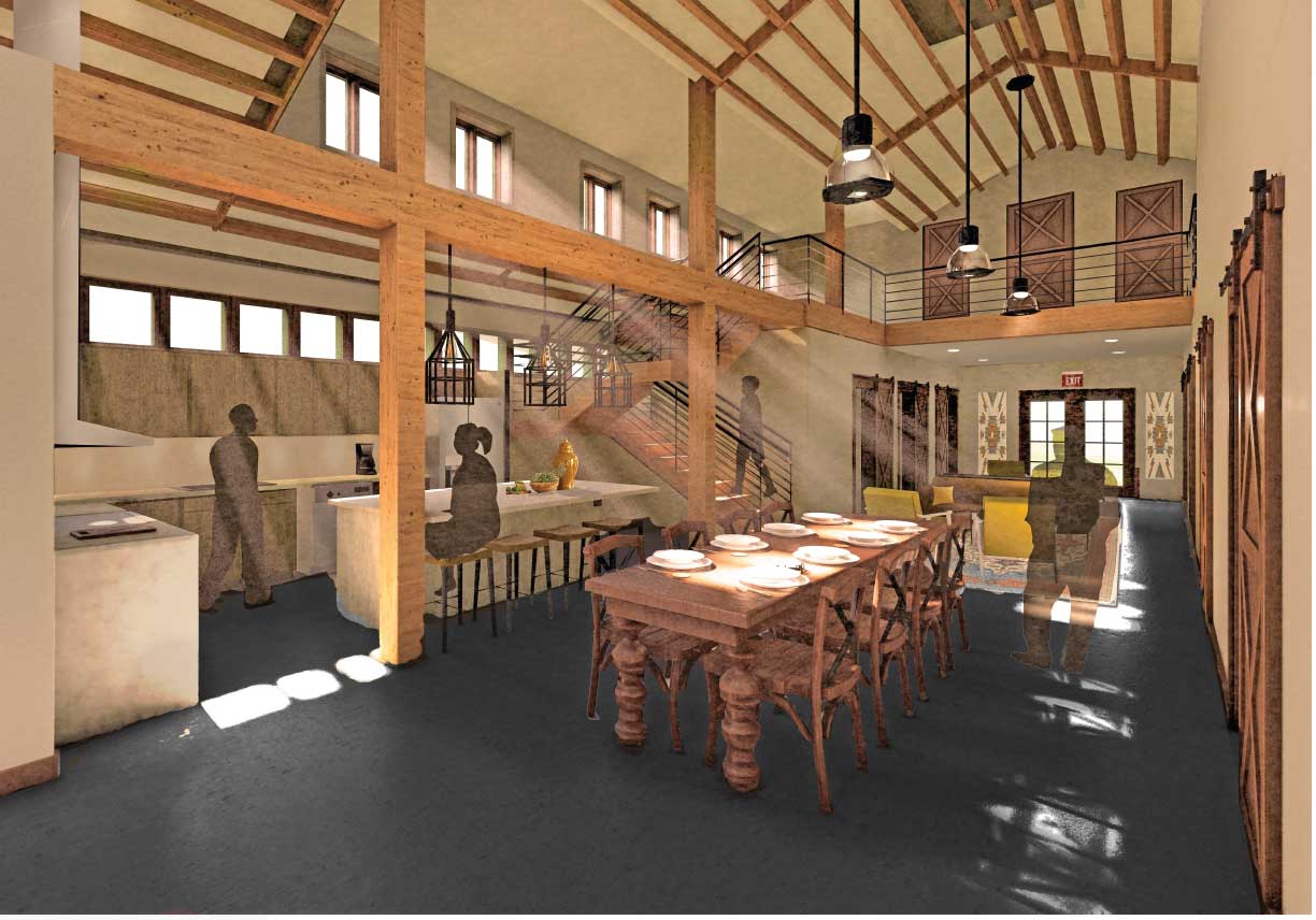 rendering of interior of a building from 2019 winning project
