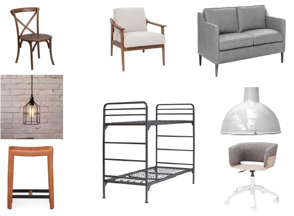 various chair and lighting selections from 2019 winning project