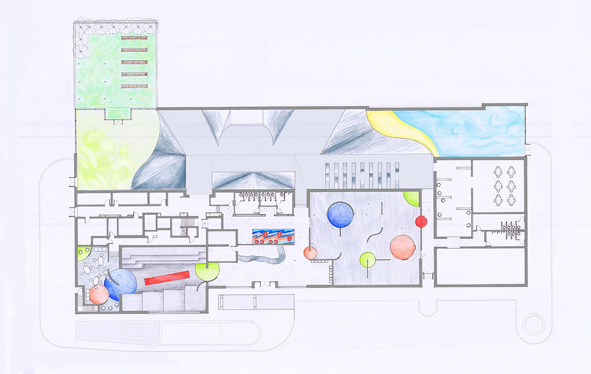 interior layout by hand with colors