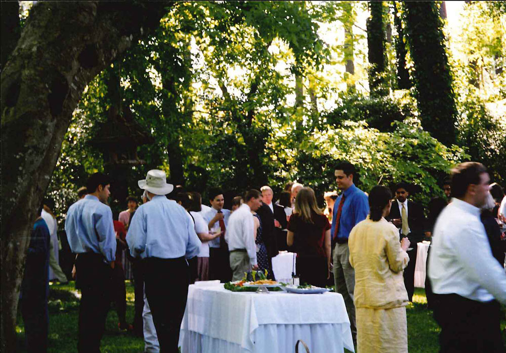 Dr. Michael Fazio, at an outdoor 2001 Fifth-year reception