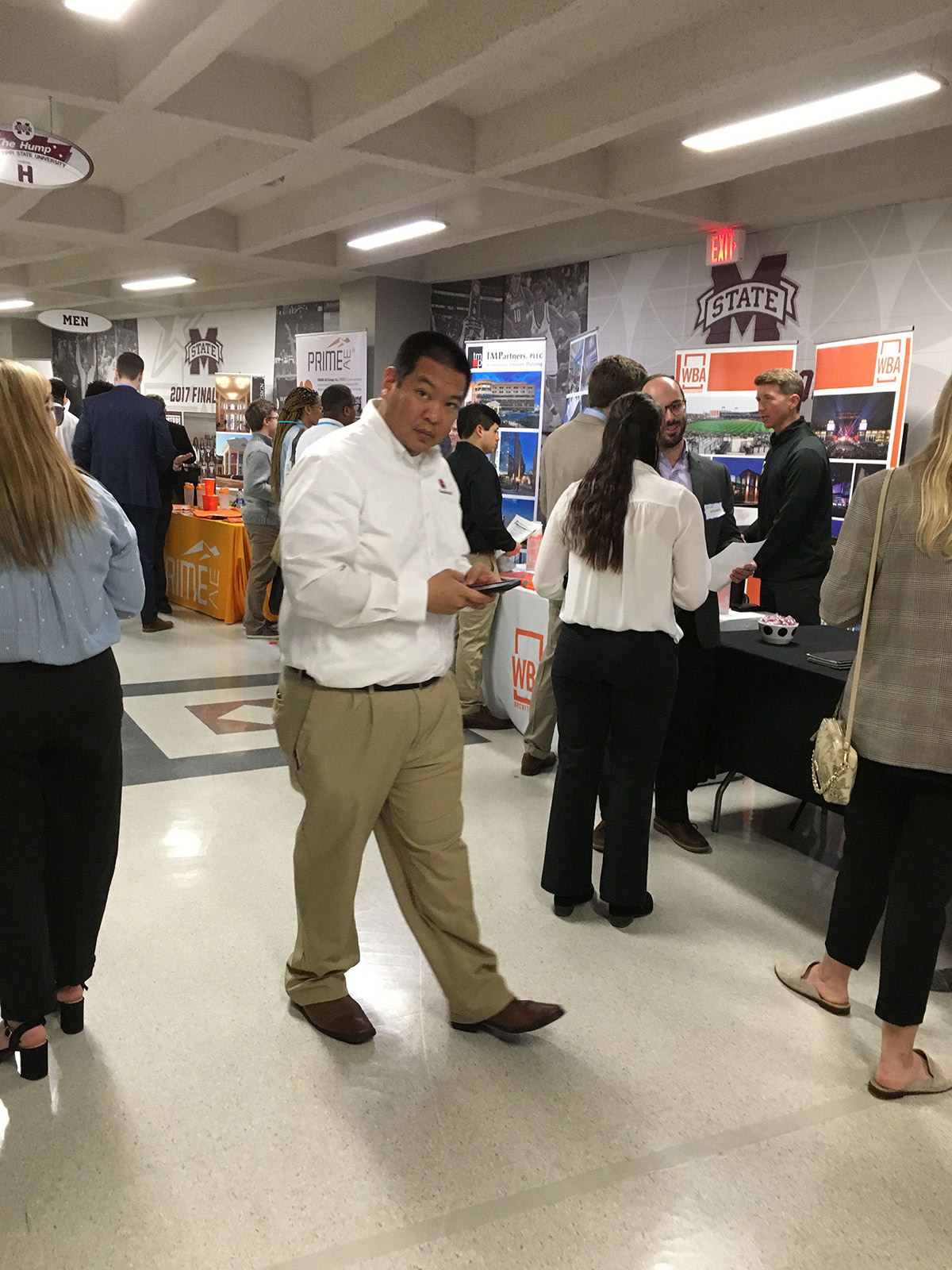 architecture students talk with potential employers at the MSU Career Expo