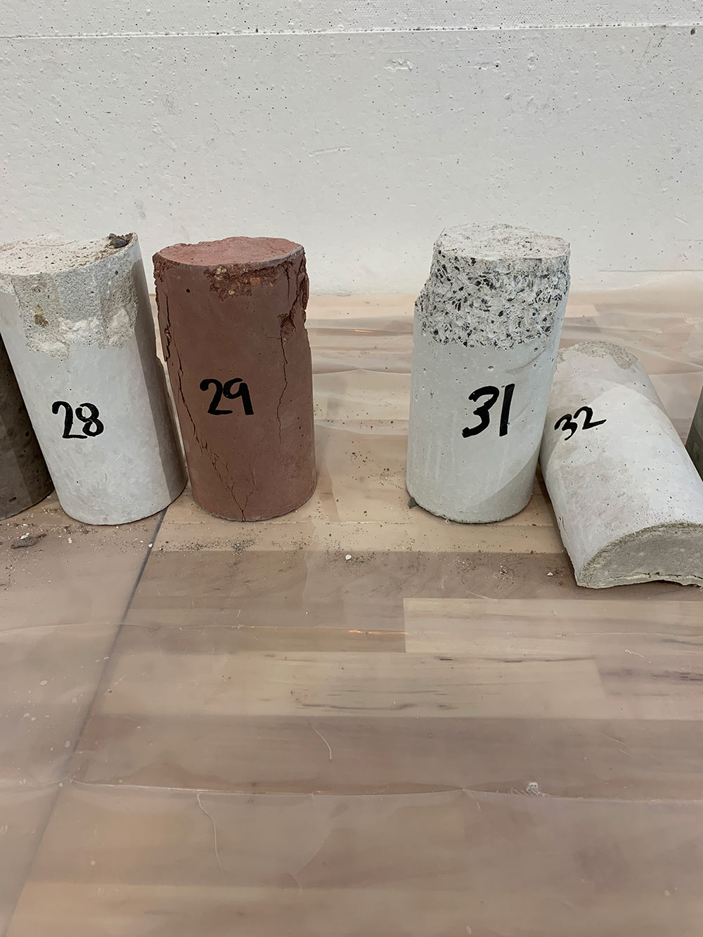 concrete cylinders on table