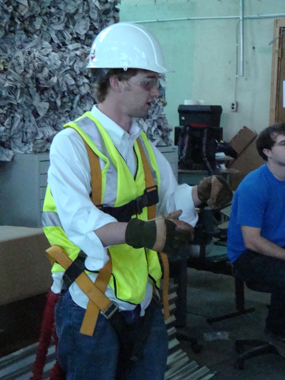 person wearing construction PPE