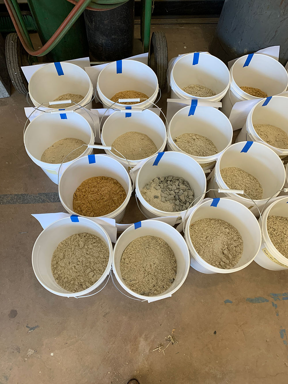 buckets with concrete mixture