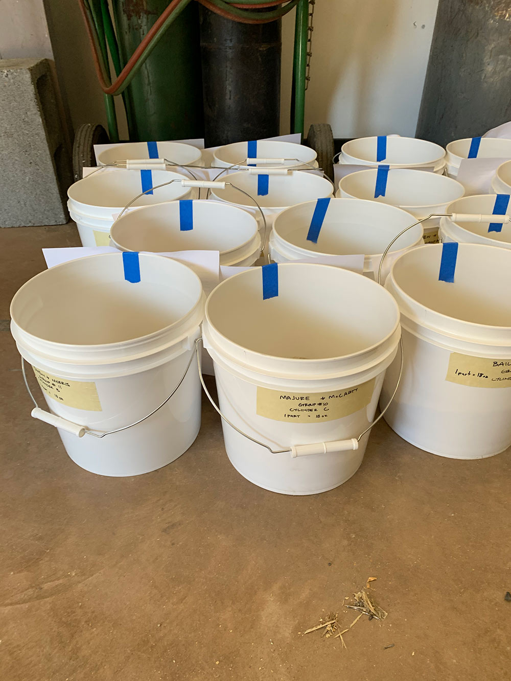 buckets with concrete mixture