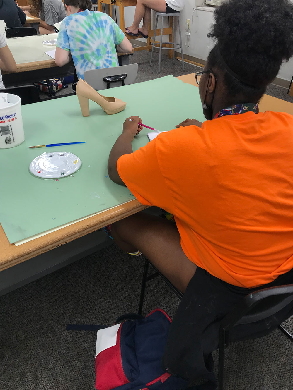 campers working on painting