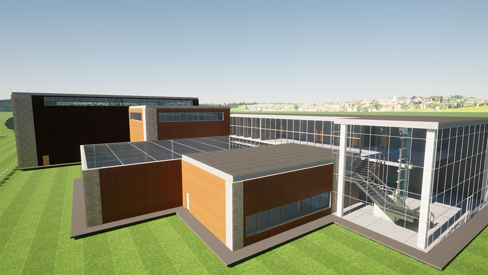 computer rendering of community center building