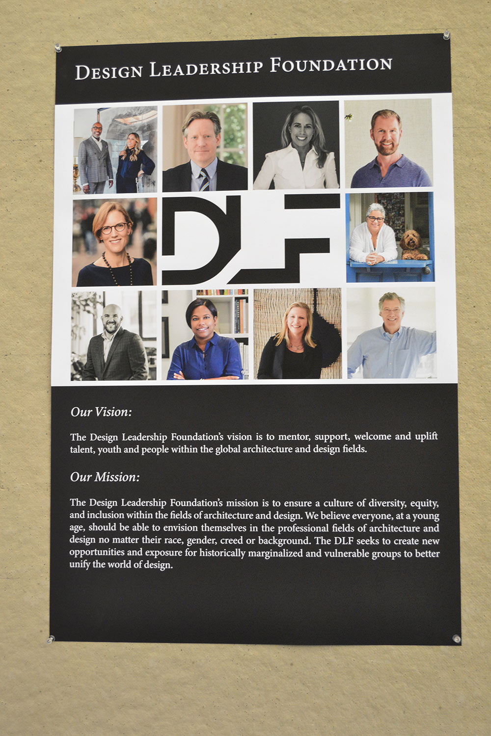 Poster of the Design Leadership Foundation with images of the leaders.