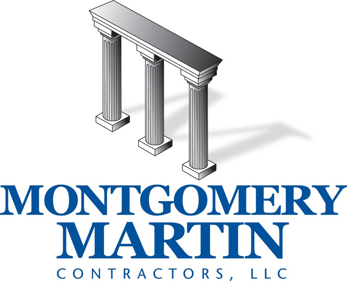 logo: columns on top of blue &quot;Montgomery Martin Contractors, LLC&quot;