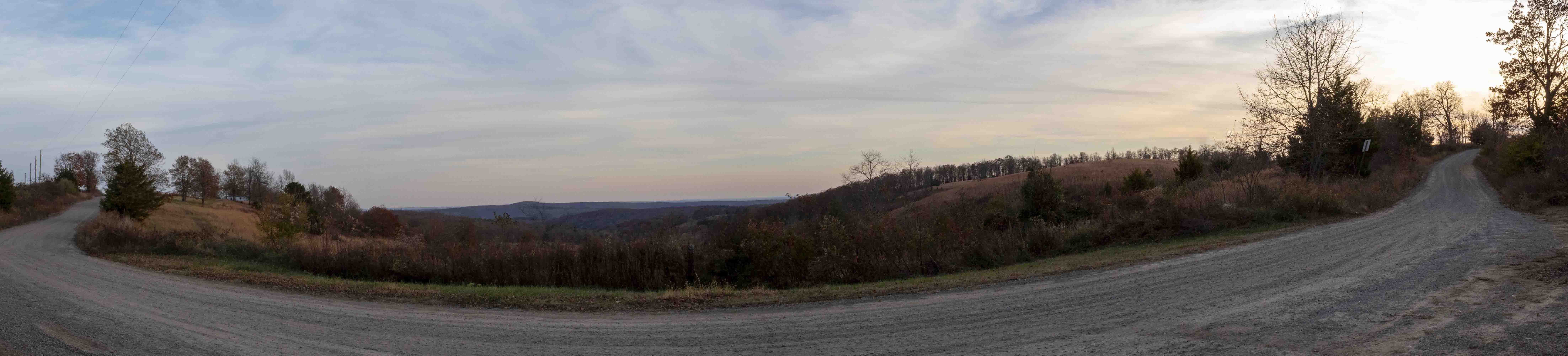 Panoramic photograph of a landscape.