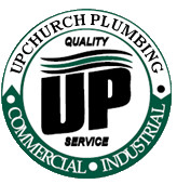 logo: &quot;UP&quot; in black in center of white circle surrounded by dark green with black words: &quot;UPCHURCH PLUMBLING COMMERCIAL • INDUSTRIAL&quot;