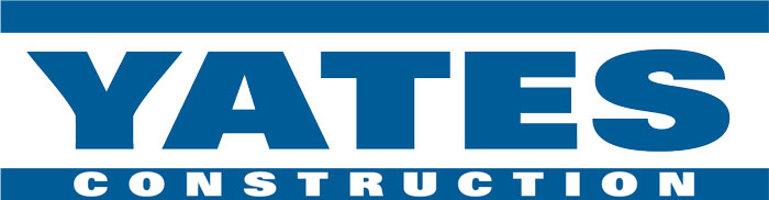 logo: Yates with &quot;construction&quot; written under - all in blue on white background