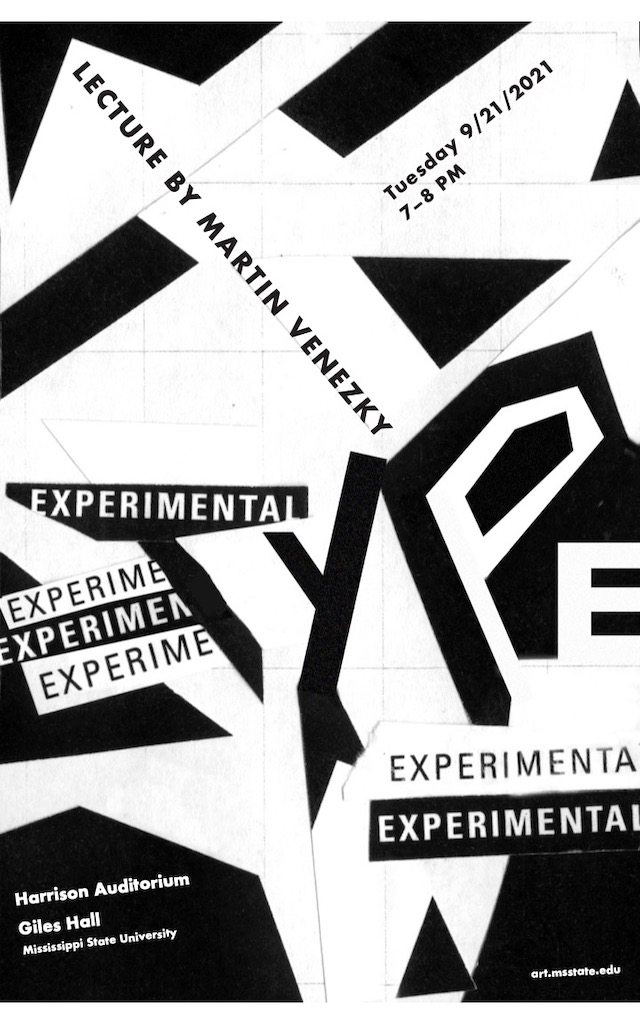 Black and white poster with words &quot;Experimental Type&quot;