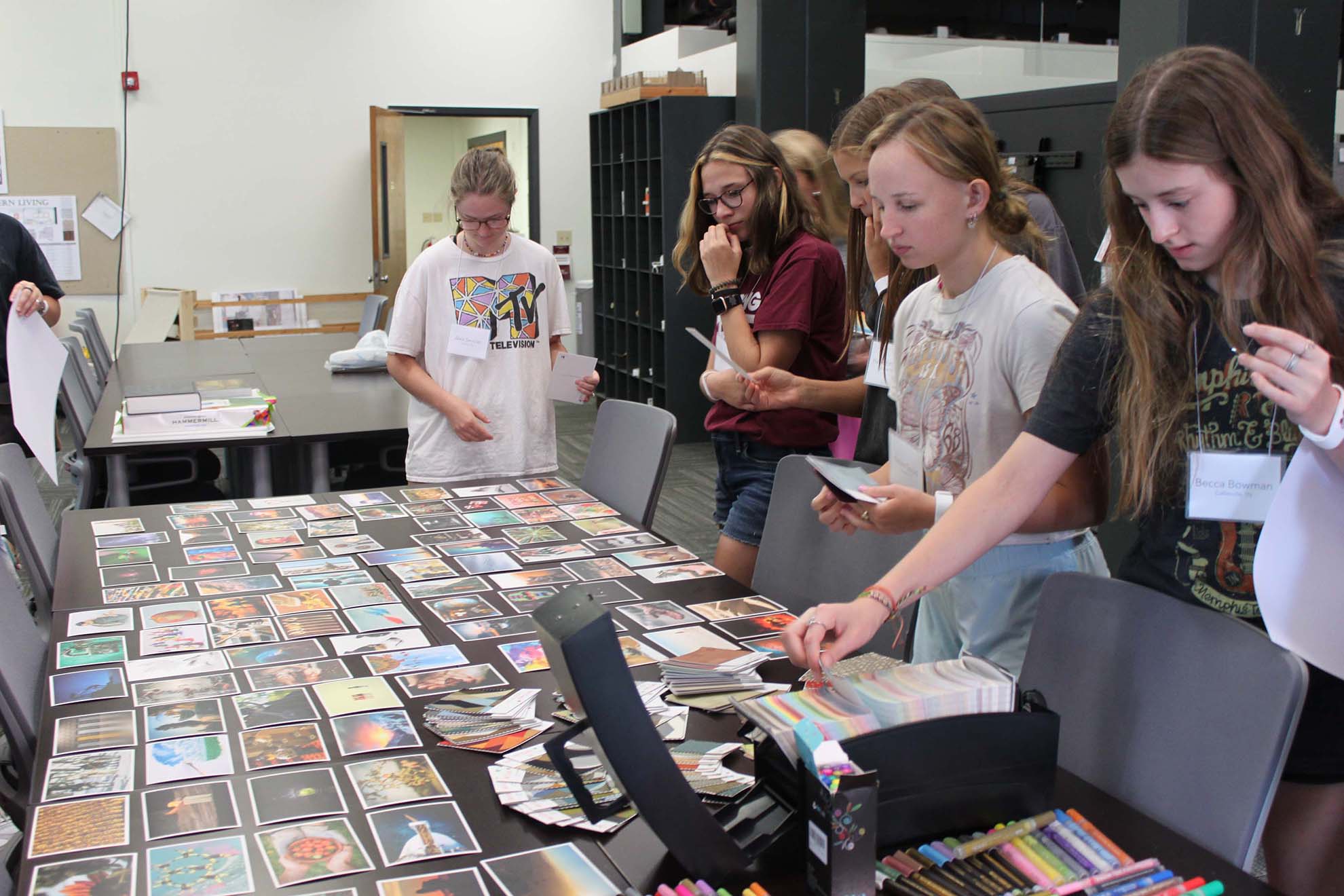 The campers pick out images for their mood boards.