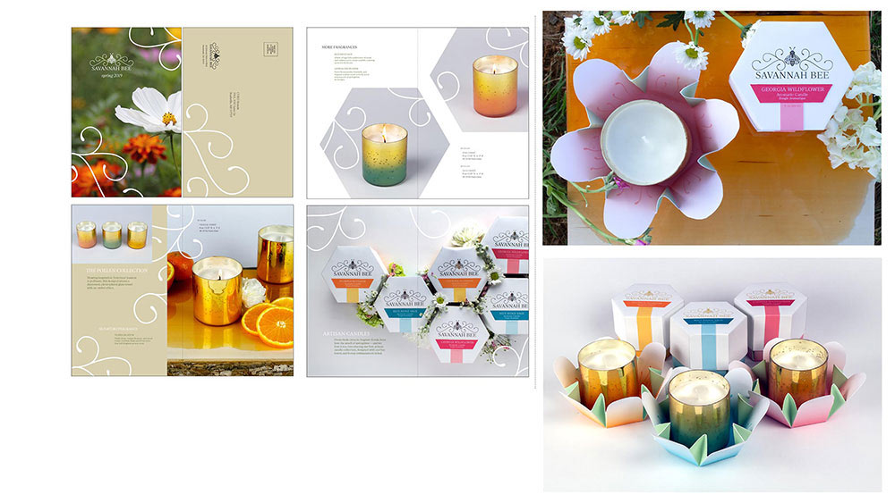 images of a candle designed by a student. The candle has rhinestones on the lid, while the exterior is a silver like color. The top also has a pink tule bow on top.