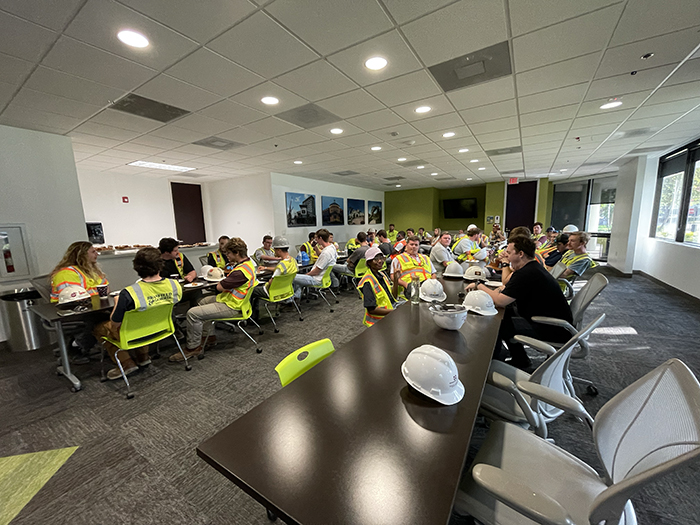 students in a conference room