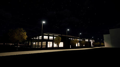 exterior rendering of building at night