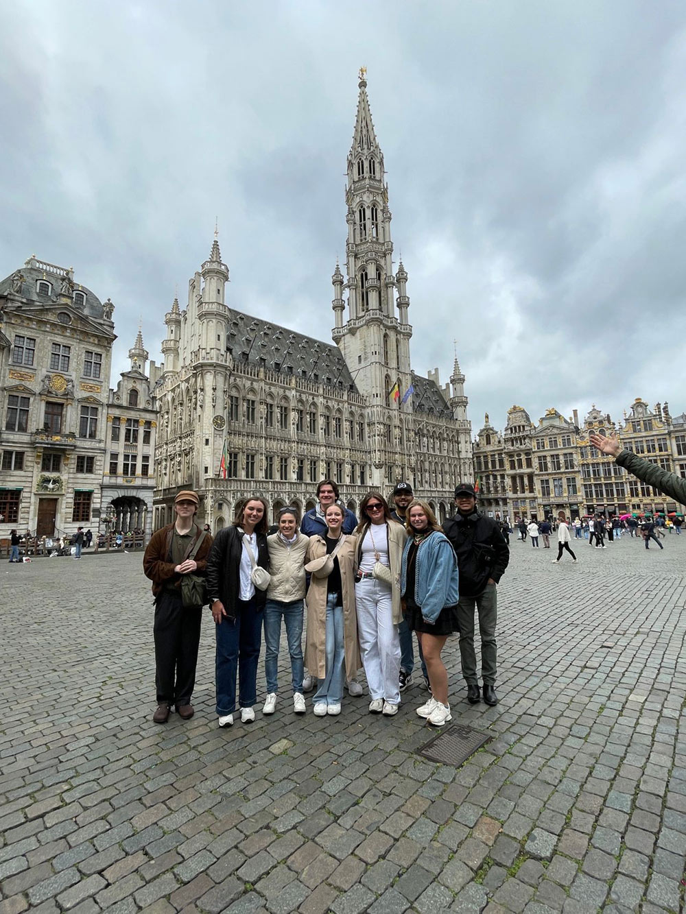 students on the Mississippi State University Building Construction Science Department's study abroad 2025 trip gather in front of cathedral
