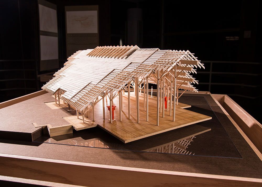 wooden model from “The Unbuilt Arboretum” exhibit