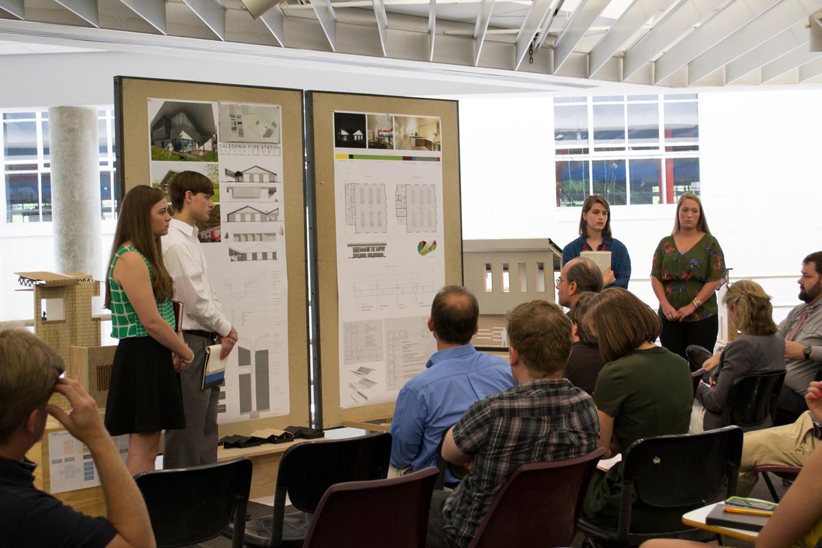Students' work being critiqued