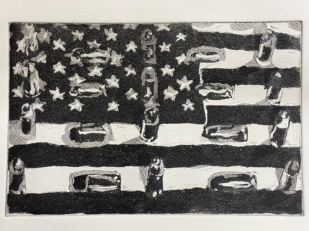 A printed image of the American flag.