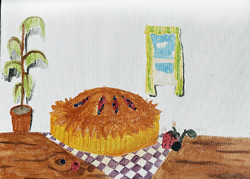 Painting of a pie.