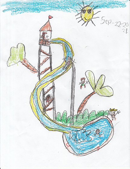 Drawing of a water slide
