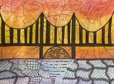 Bridge in front of sunset
