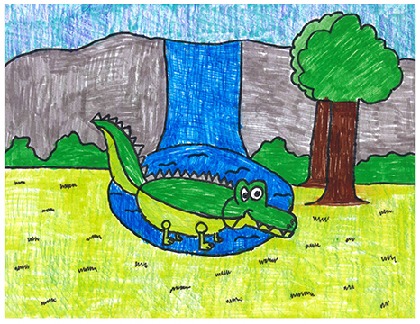 Drawing of an alligator.