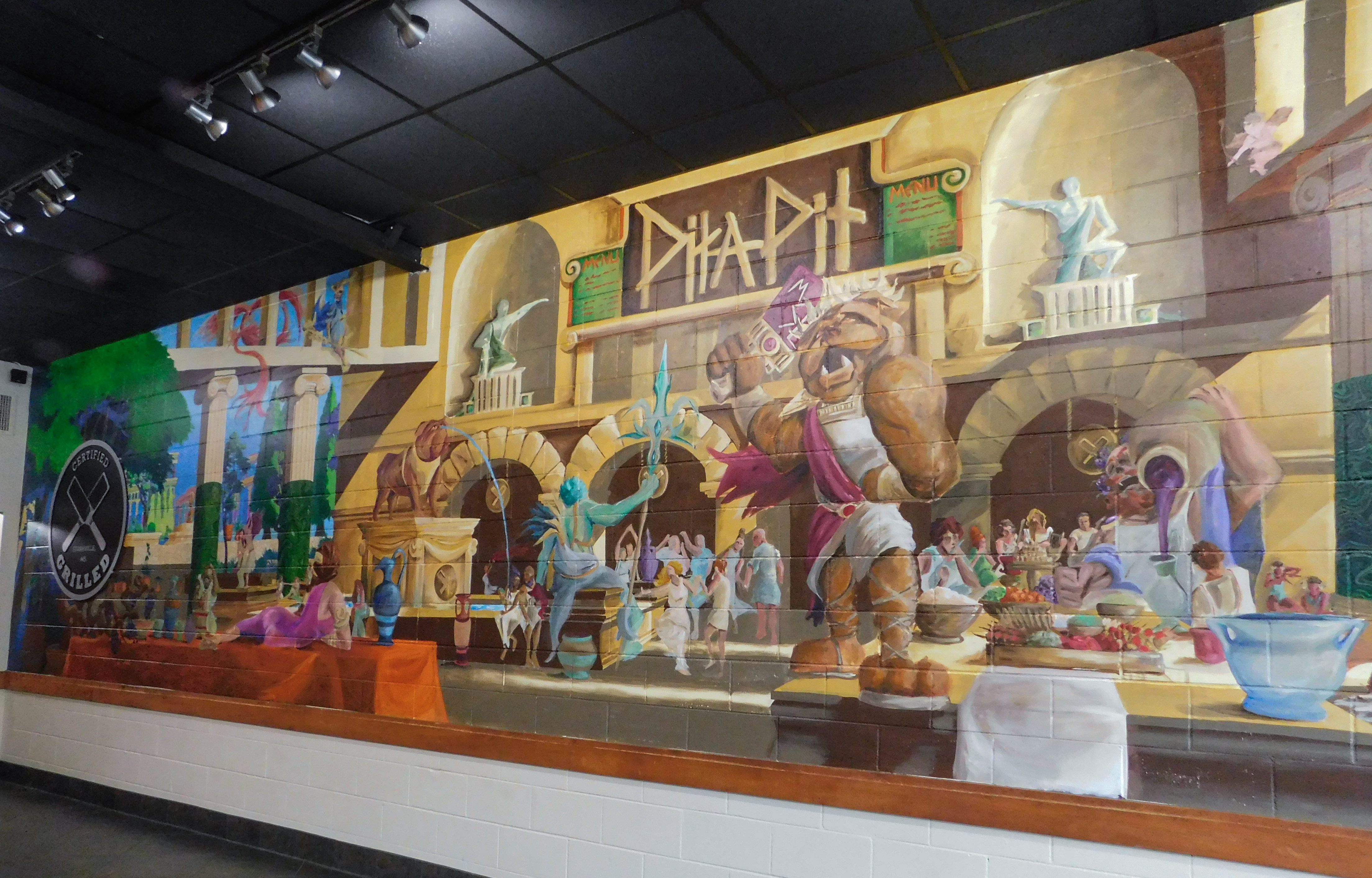 "Greek Life at Pita Pit" mural (2025)