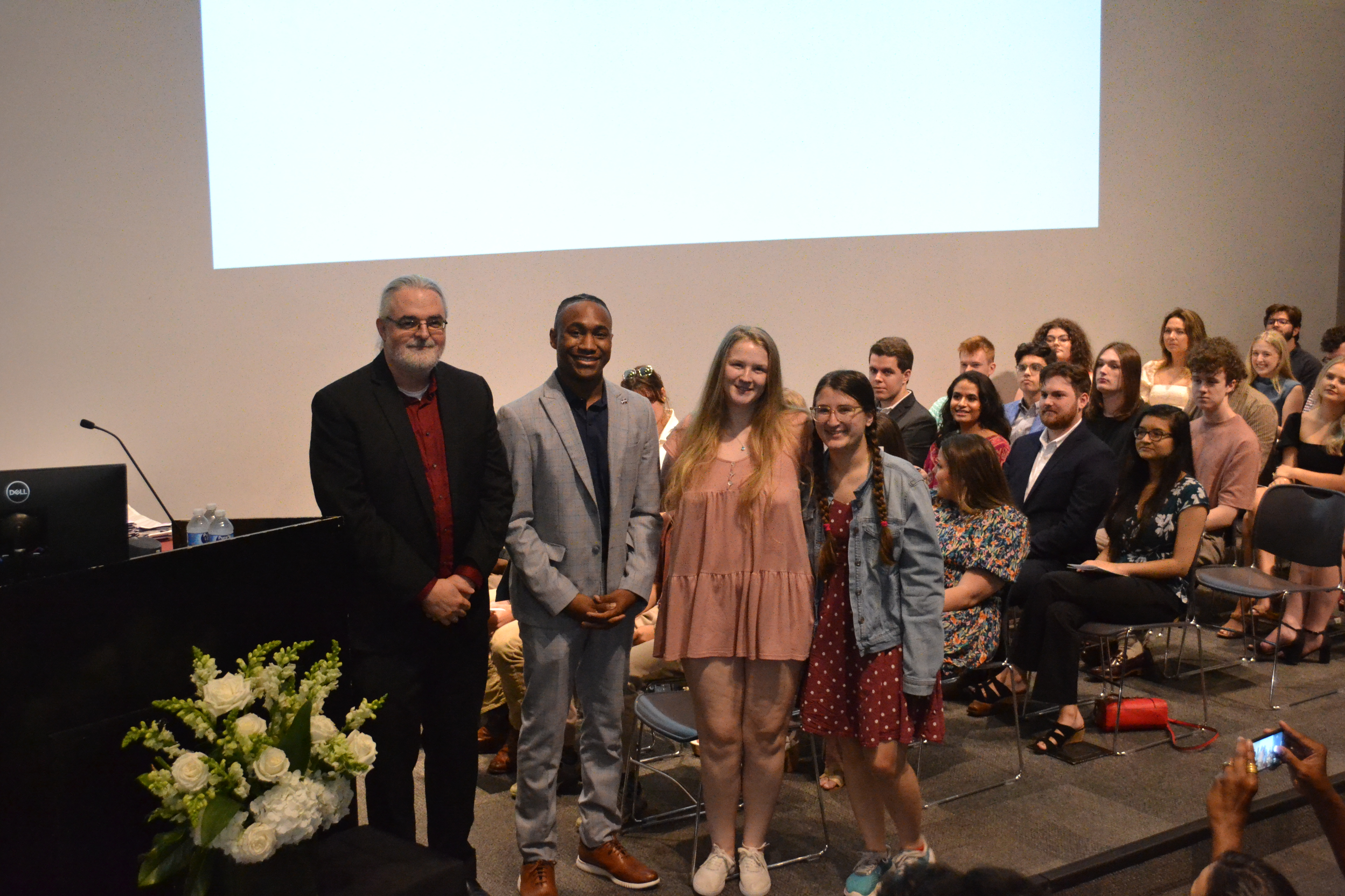 Professor Jassen Callender poses with 5th-year Jurists' Award recipients