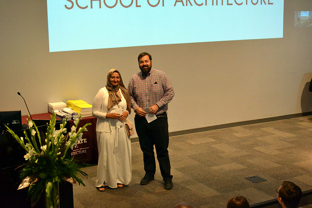 Nada Abdel-Aziz, left, stands with Professor Hans Herrmann