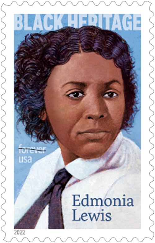 U.S. postage stamp - painting of headshot of Edmonia Lewis by Mississippi State Associate Professor of Art Alex Bostic