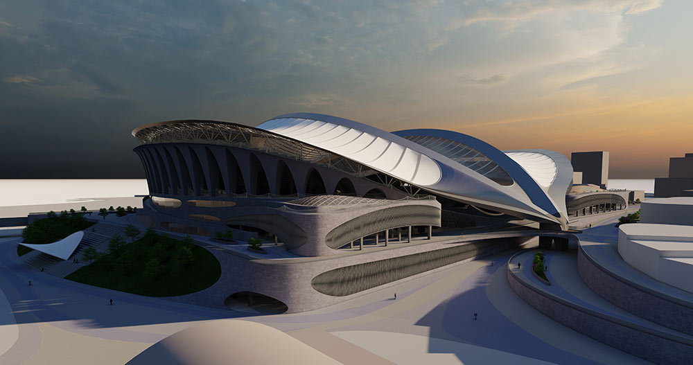 computer rendering of exterior of stadium