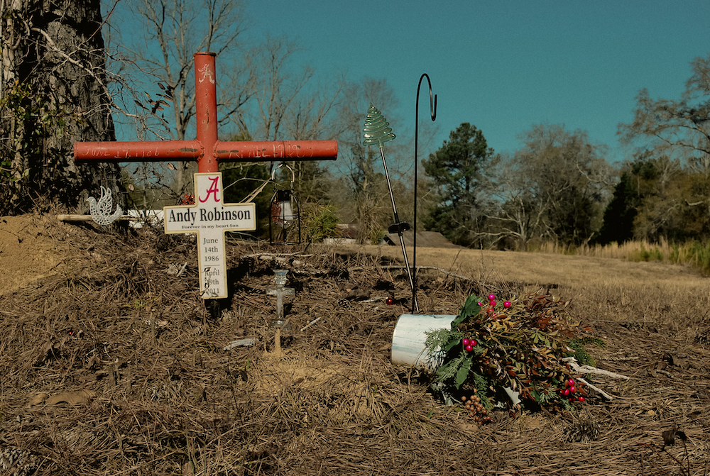 Photograph of a road side memorial 