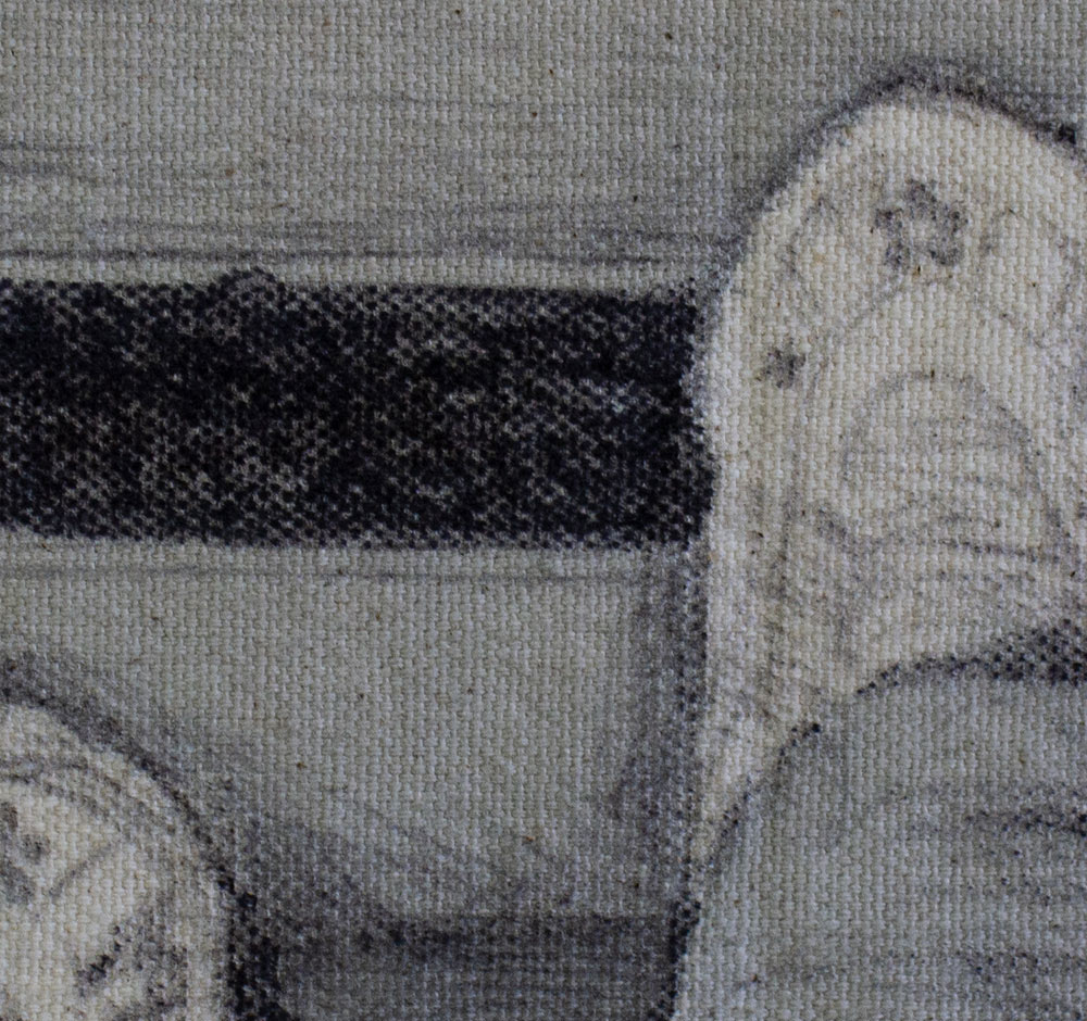That Tracks, Ballpoint pen, sharpie and ink on canvas, of foot
