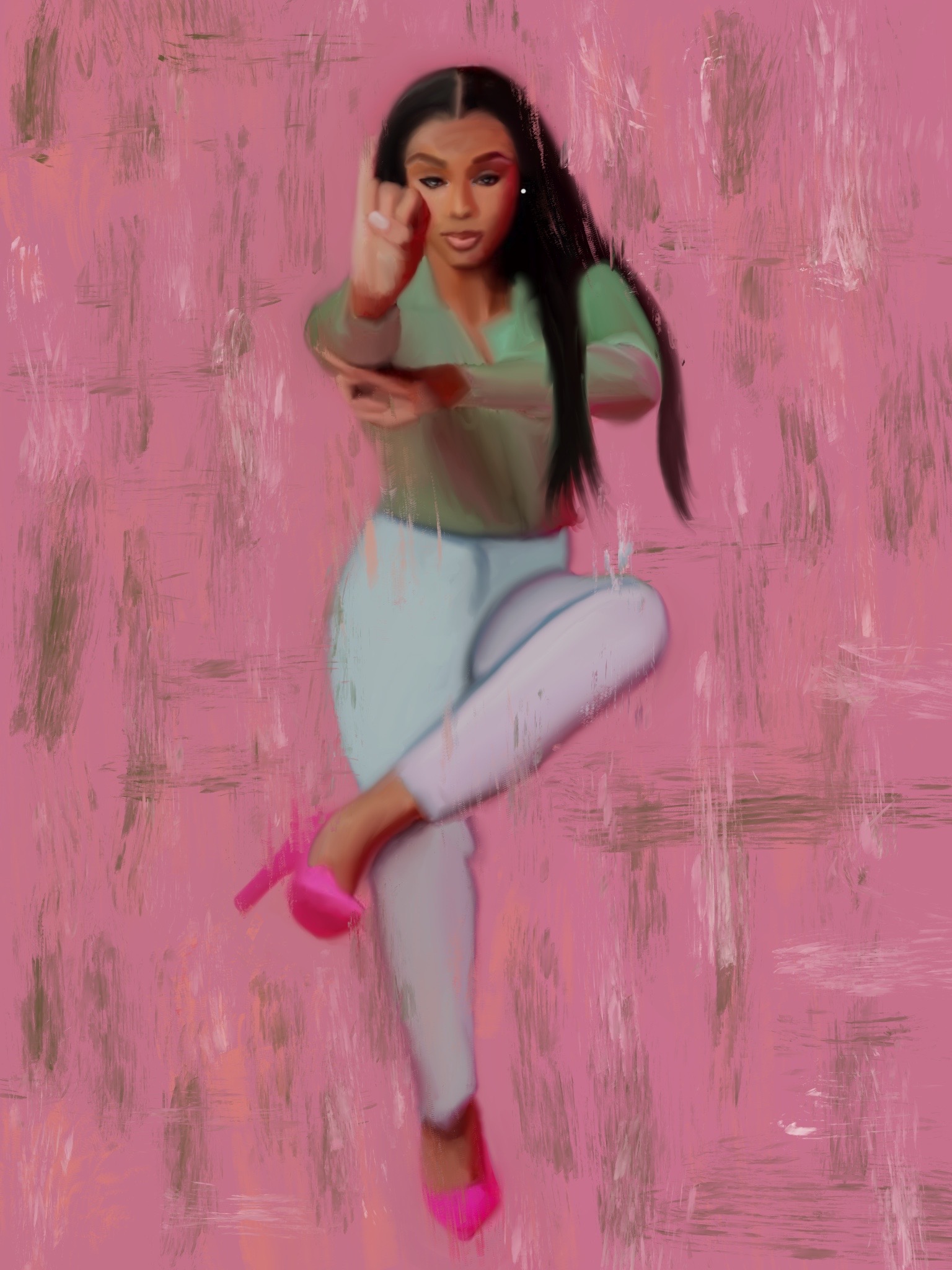 Lady in pink background, representing Alpha Kappa Alpha Sorority, Inc.