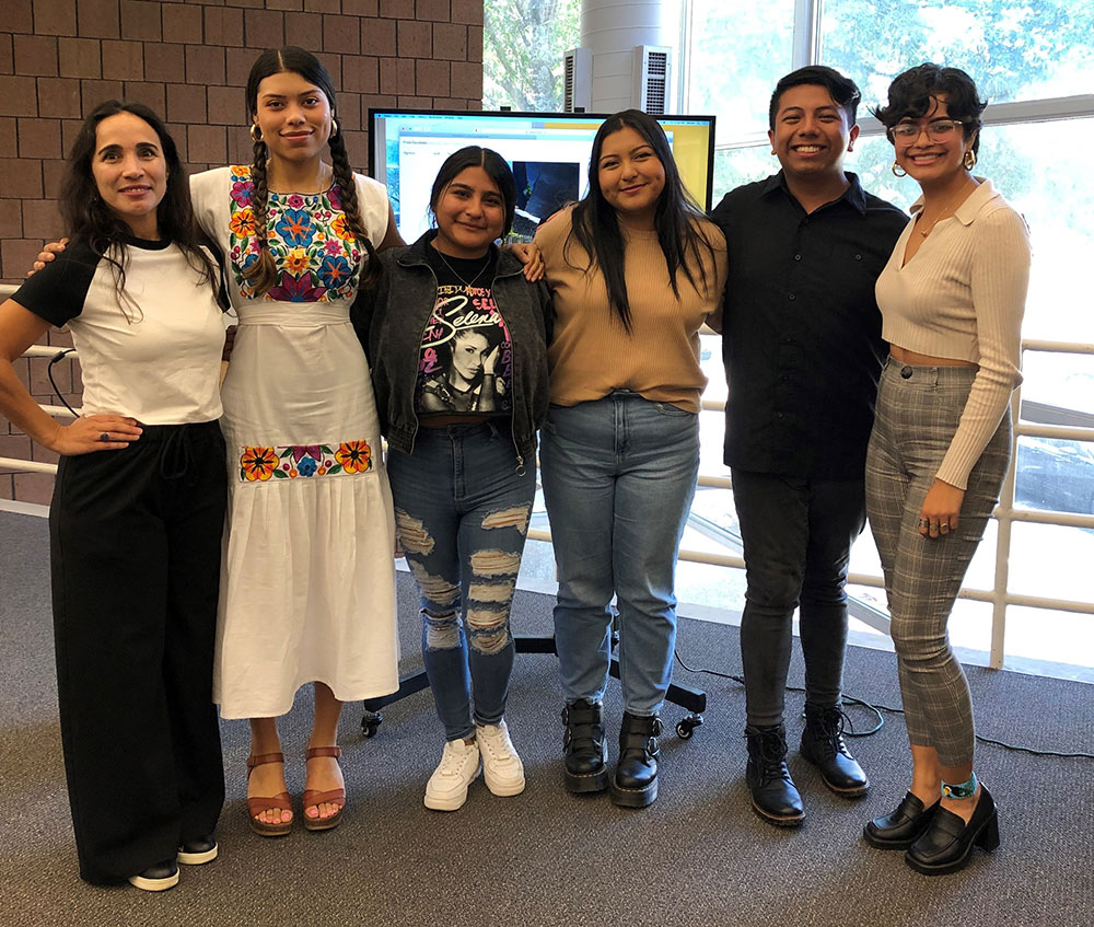 student organizers of the Hispanic Heritage Month exhibit in the School of Architecture at Mississippi State pose with faculty advisor (left) Silvina Lopez Barrera