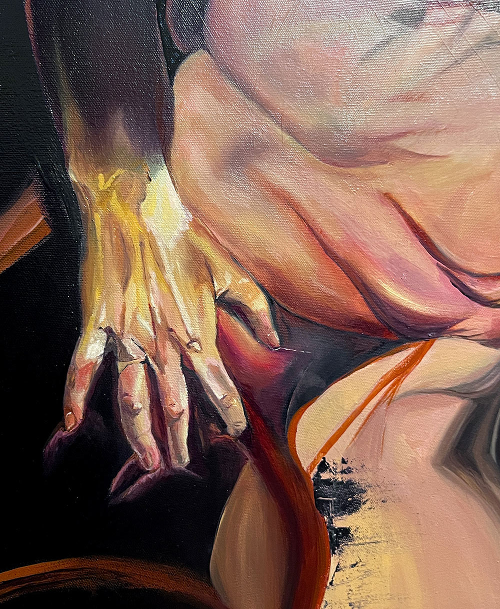 detail of painting of hand and body