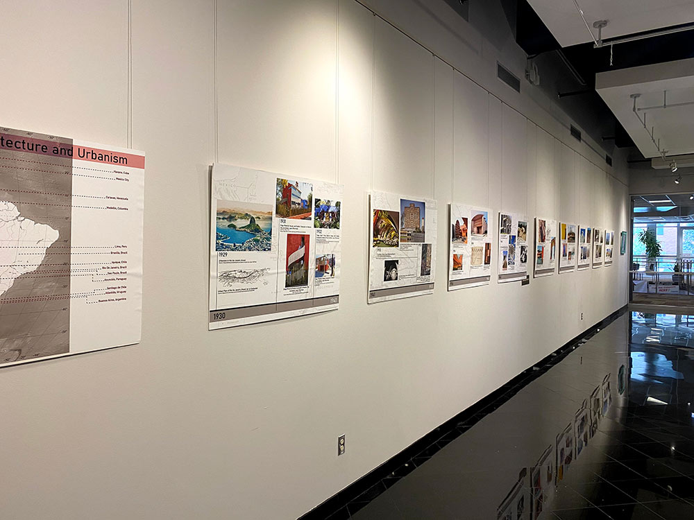 view of artwork wall in gallery