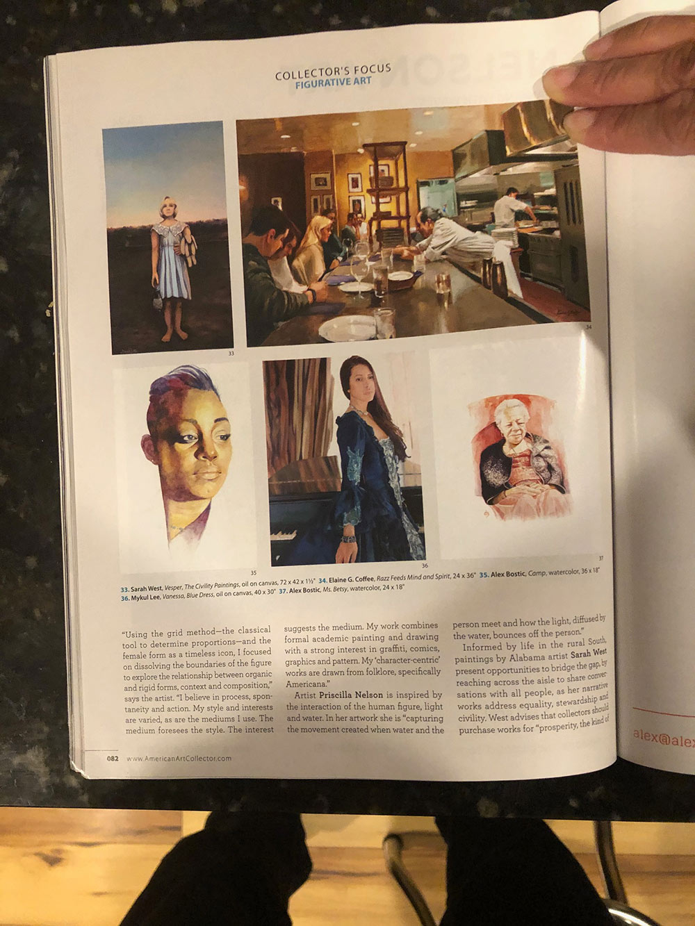 one page of American Art Collectors magazine featuring Alex Bostic's work