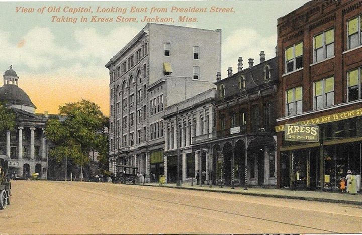 drawing of downtown Jackson showing the Kress building location where the School of Architecture's 5th-year program is now located.