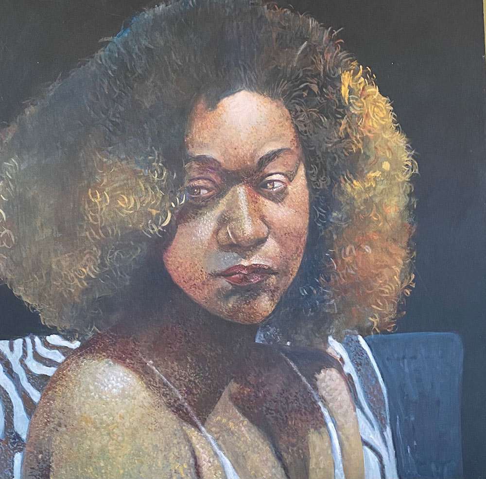 painting of female with nose ring by Alex Bostic