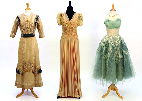 Three historic gowns.